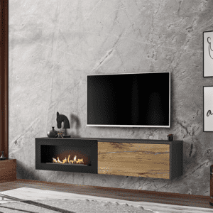 TV stand «Dallas» with biofireplace-dark