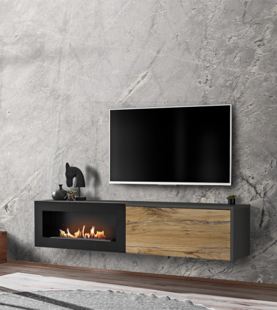 TV stand «Dallas» with biofireplace-dark